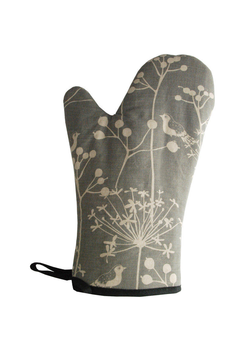 Oven Mitts Berry Bird Grey