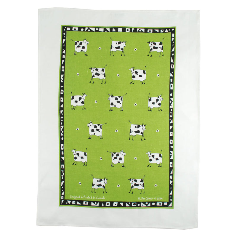 Tea Towel Cow Green