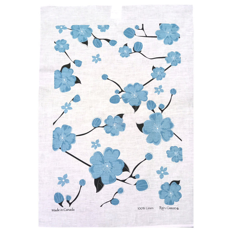 Tea Towel Cherry Blossoms Aqua