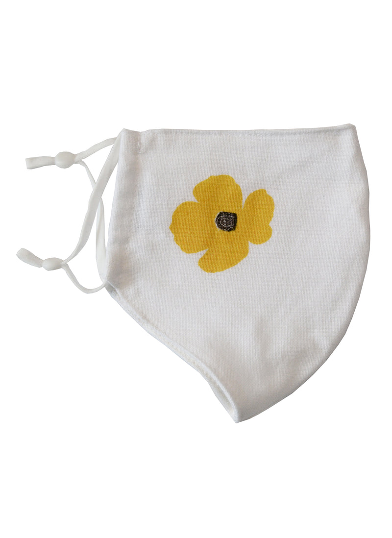 Cotton Face Mask with Linen Lining Poppy Yellow