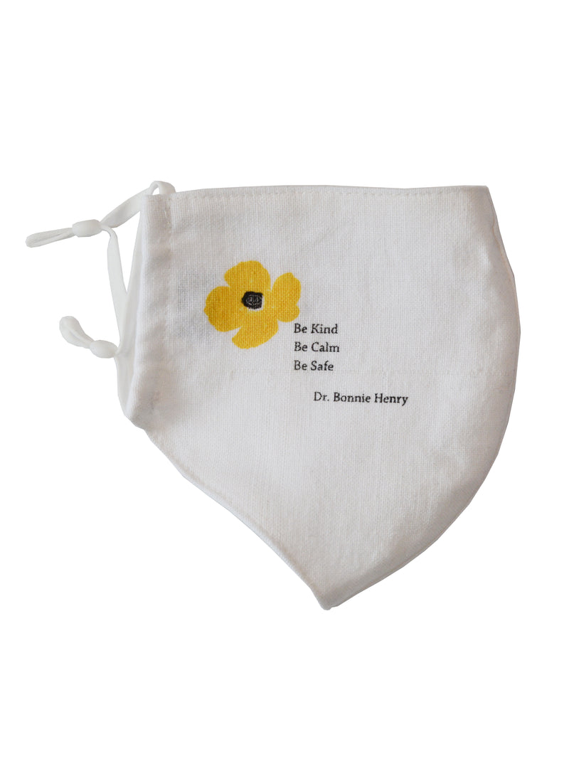 Cotton Face Mask with Linen Lining Dr. Bonnie Henry Yellow