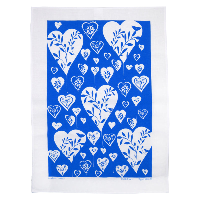 Tea Towel Big Hearts Blue