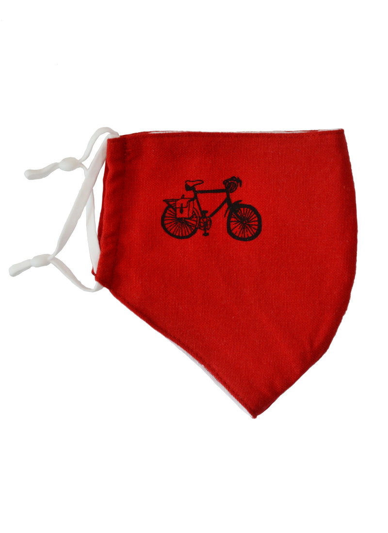 Cotton Face Mask with Linen Lining Bike Red