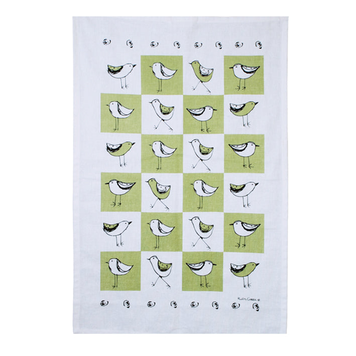 Tea Towel Bird Green