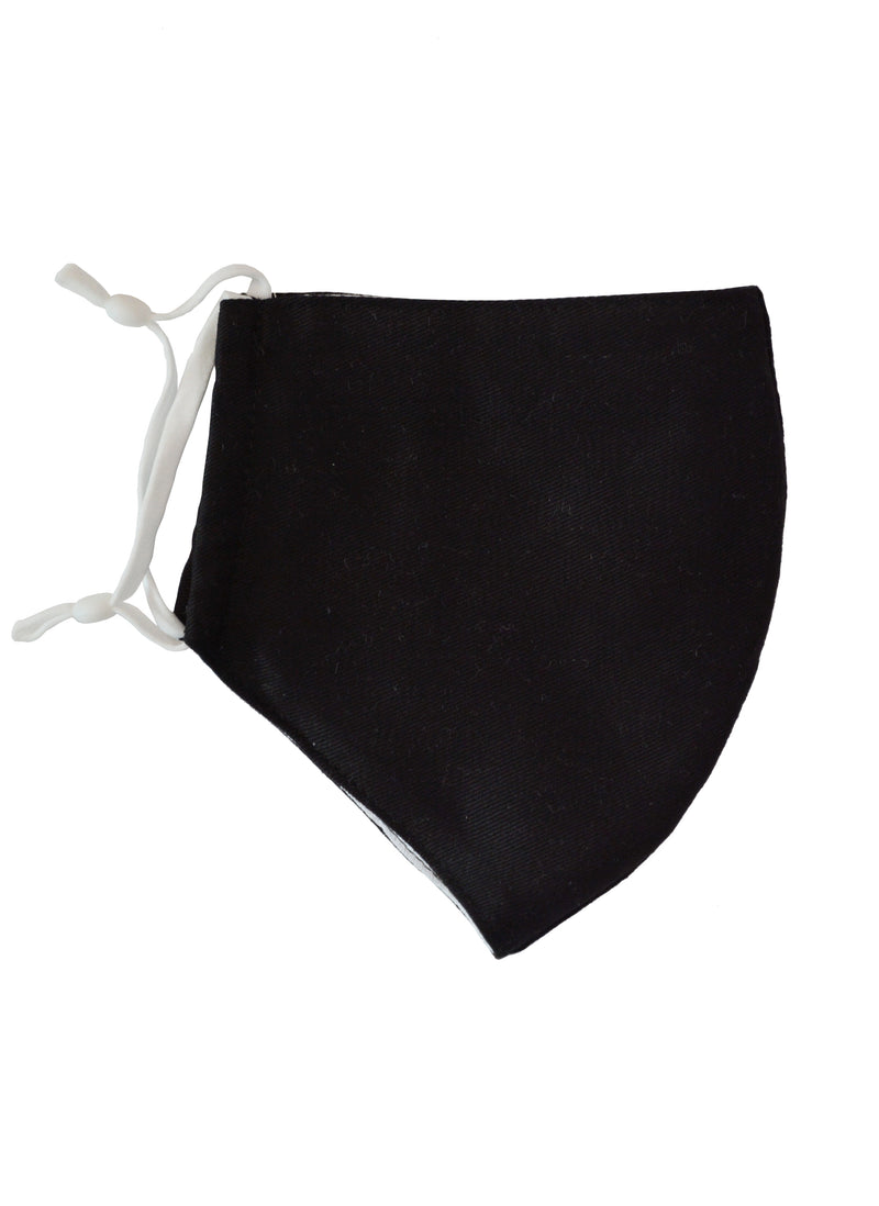 Cotton Face Mask with Linen Lining Black