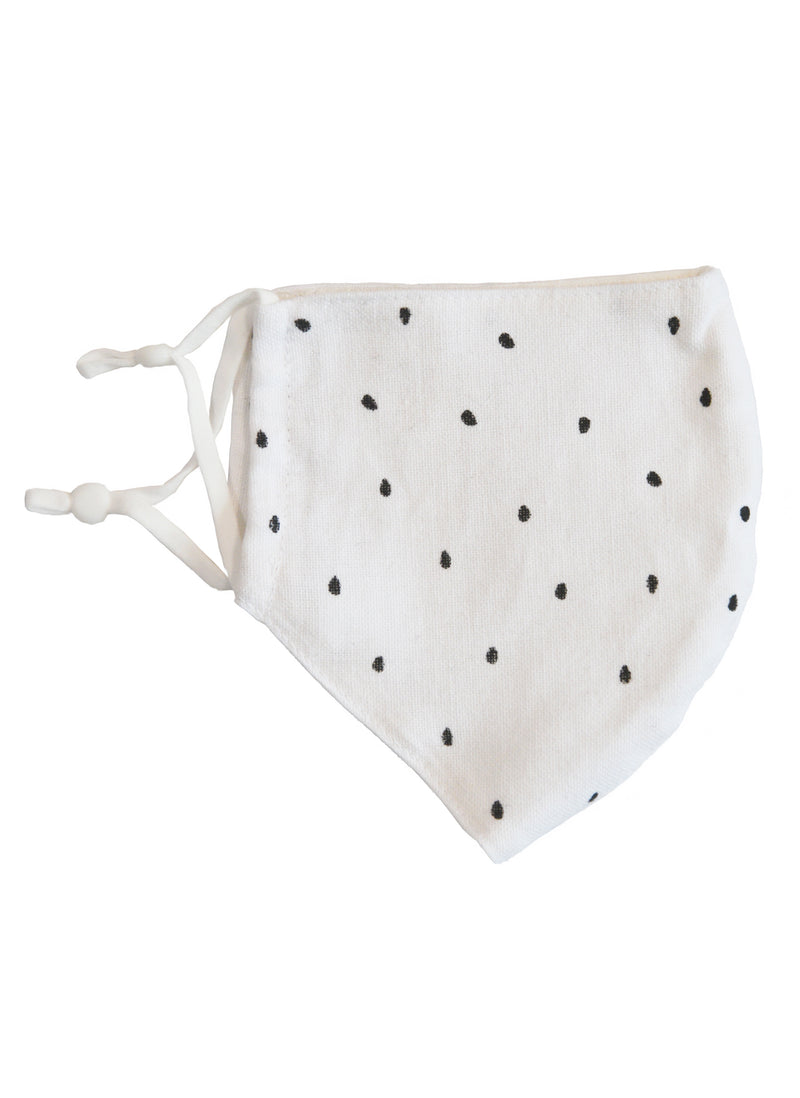 Cotton Face Mask with Linen Lining Black Dots