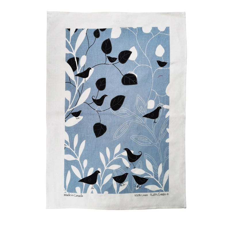 Tea Towel Botanical Bird Blue