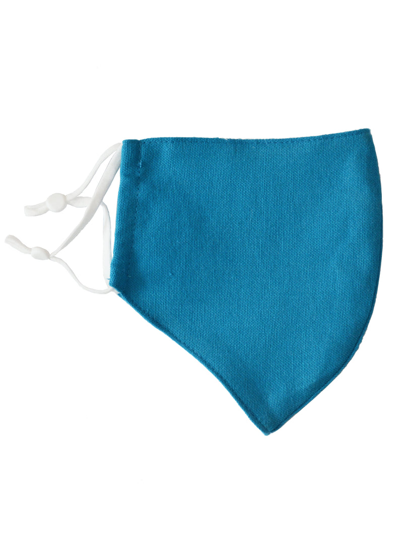 Cotton Face Mask with Linen Lining Blue