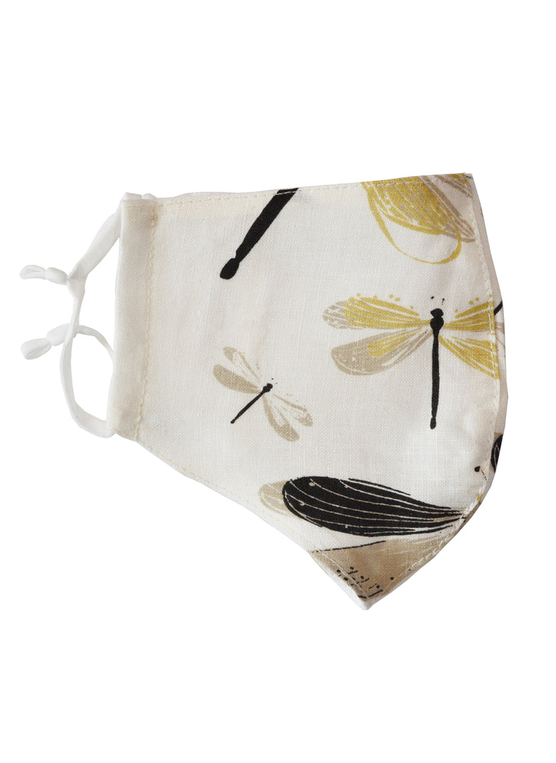 Linen Face Mask with Linen Lining Dragonfly