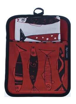 Pocket Pot Holder Vertical Fish Red