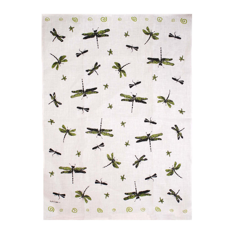 Tea Towel Dragonfly Green
