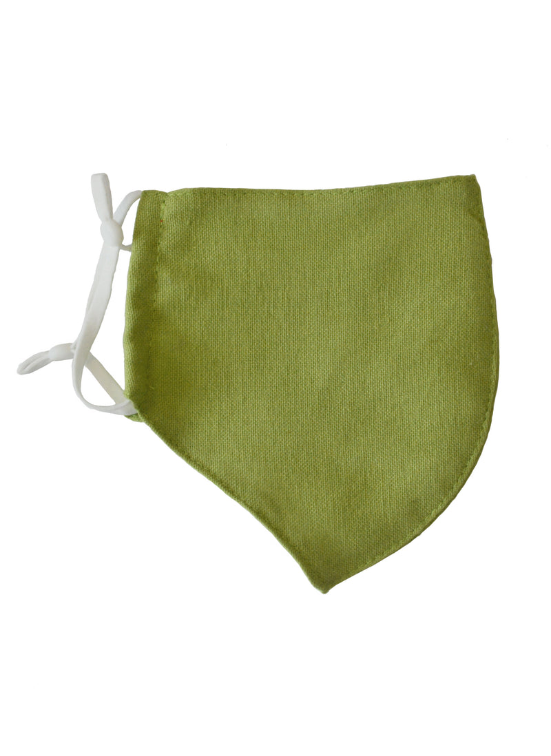 Cotton Face Mask with Linen Lining Green