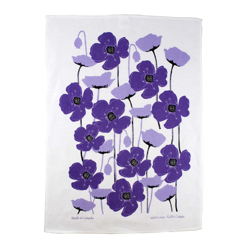 Tea Towel Poppies Purple