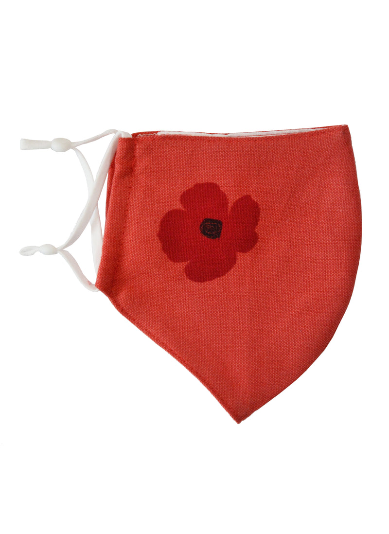 Cotton Face Mask with Linen Lining Poppy Red