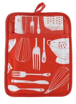 Pocket Pot Holder Red Utensils