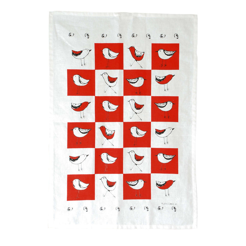 Tea Towel Bird Red