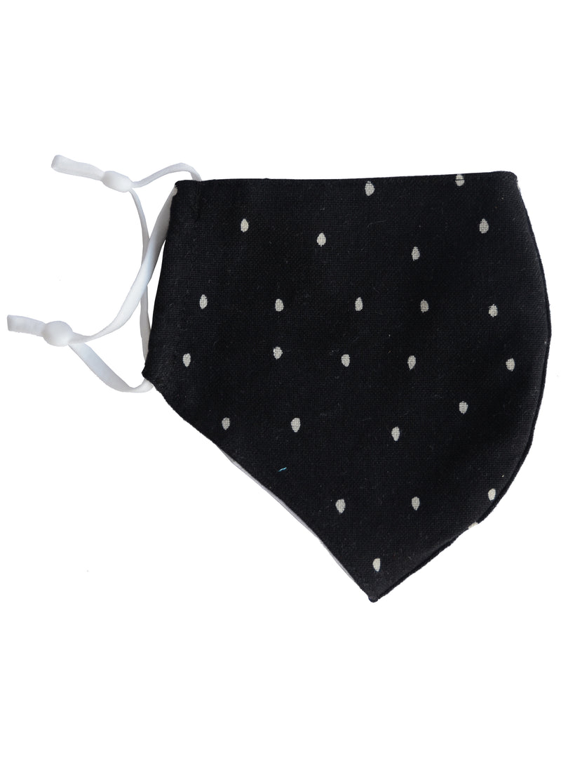 Cotton Face Mask with Linen Lining White Dots